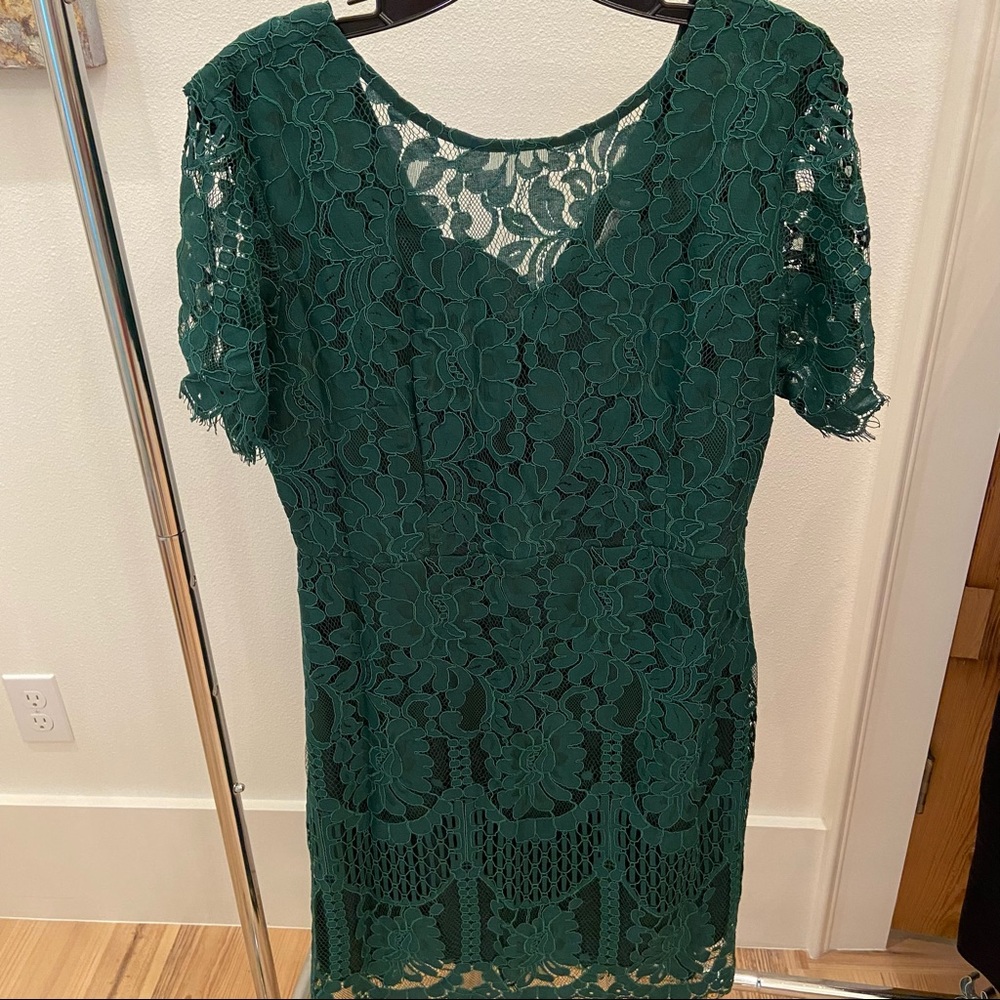 Emerald Green Lace Mini Dress